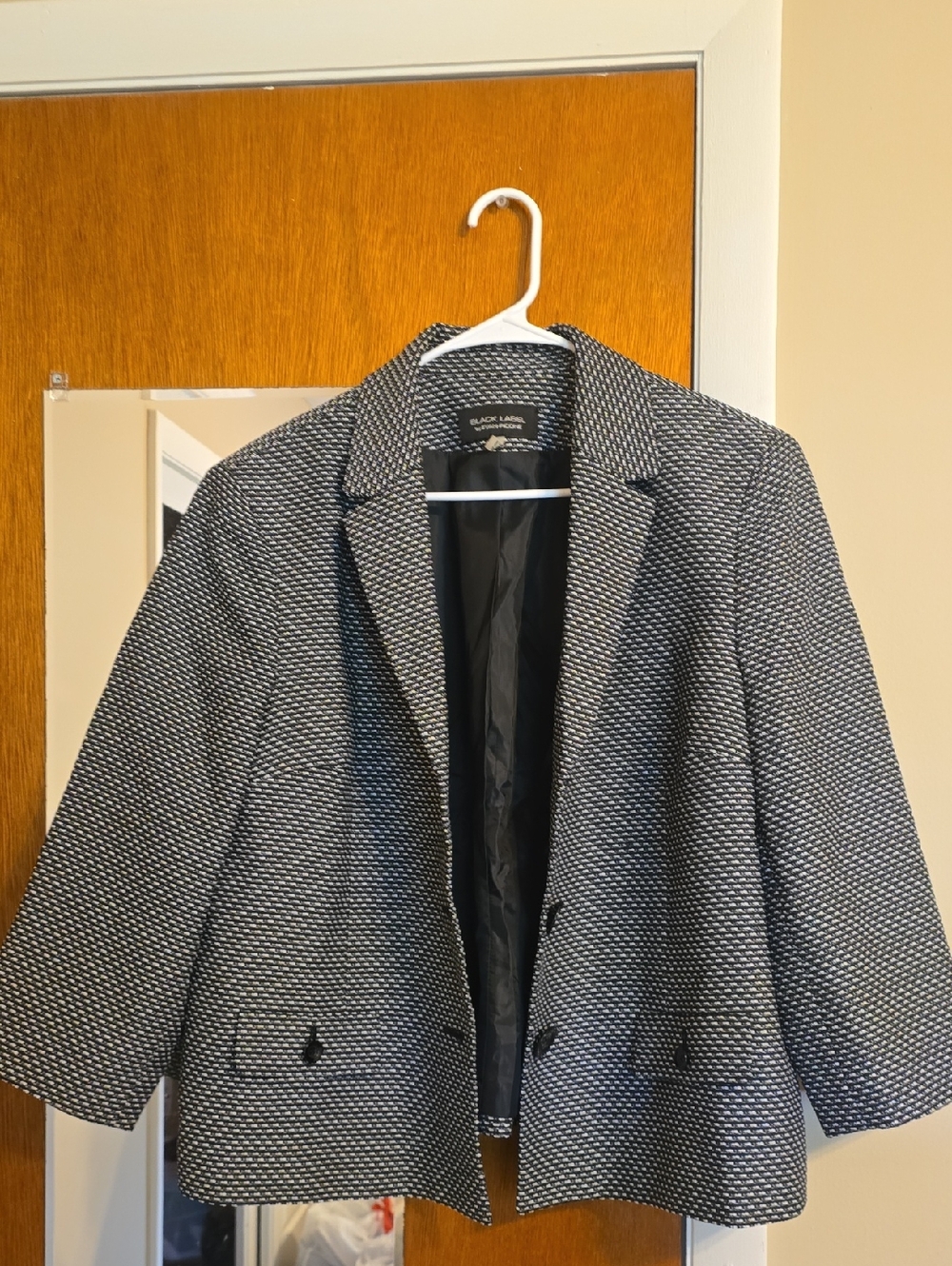 Black Label Black and White Textured Blazer
